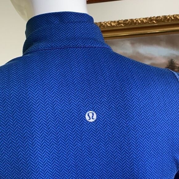 Lululemon Da Bomber Full Zip Up Jacket Blue Herringbone - Picture 11 of 14